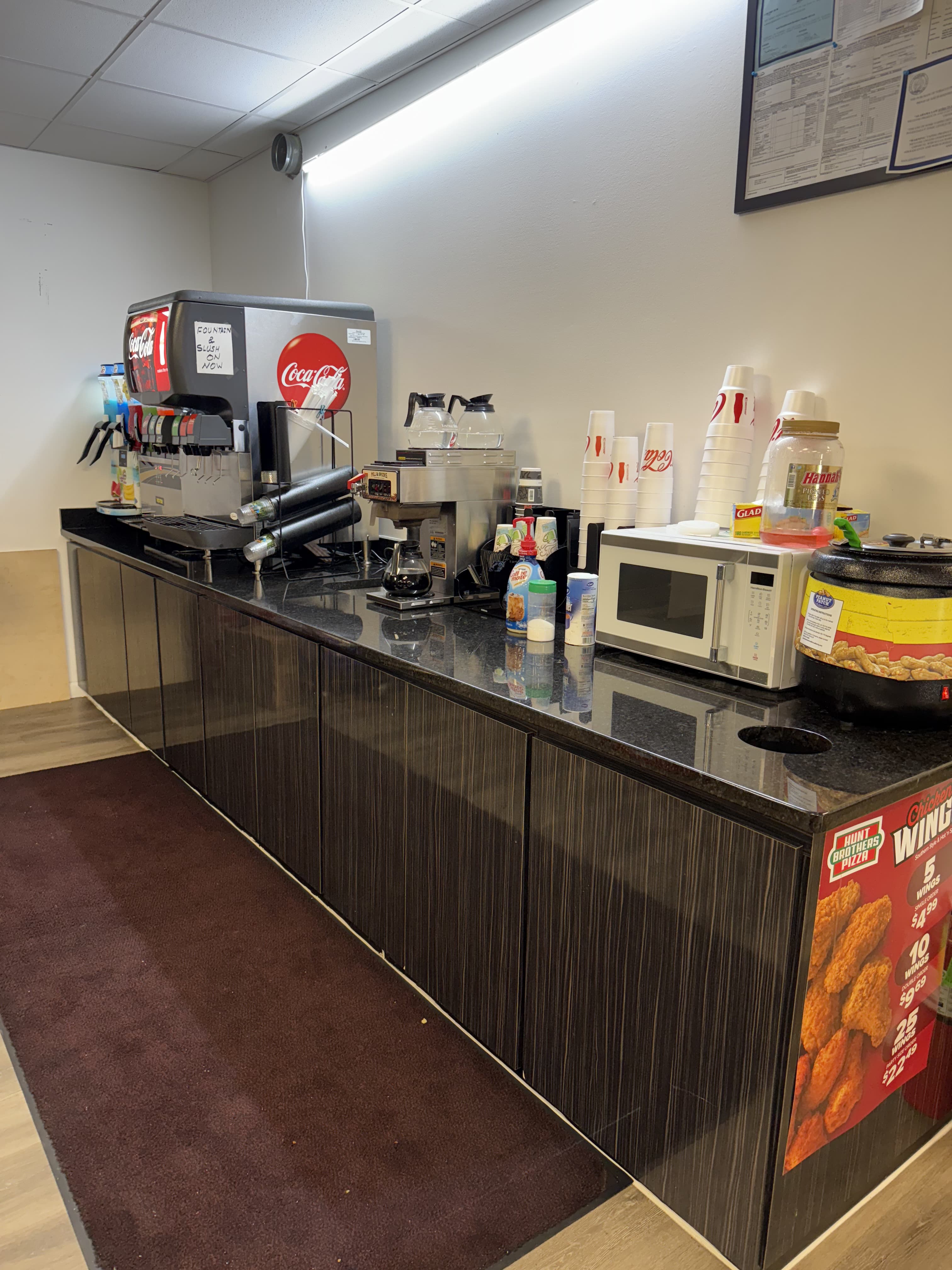 Wooden Food & Beverage Counter with Granite Countertop